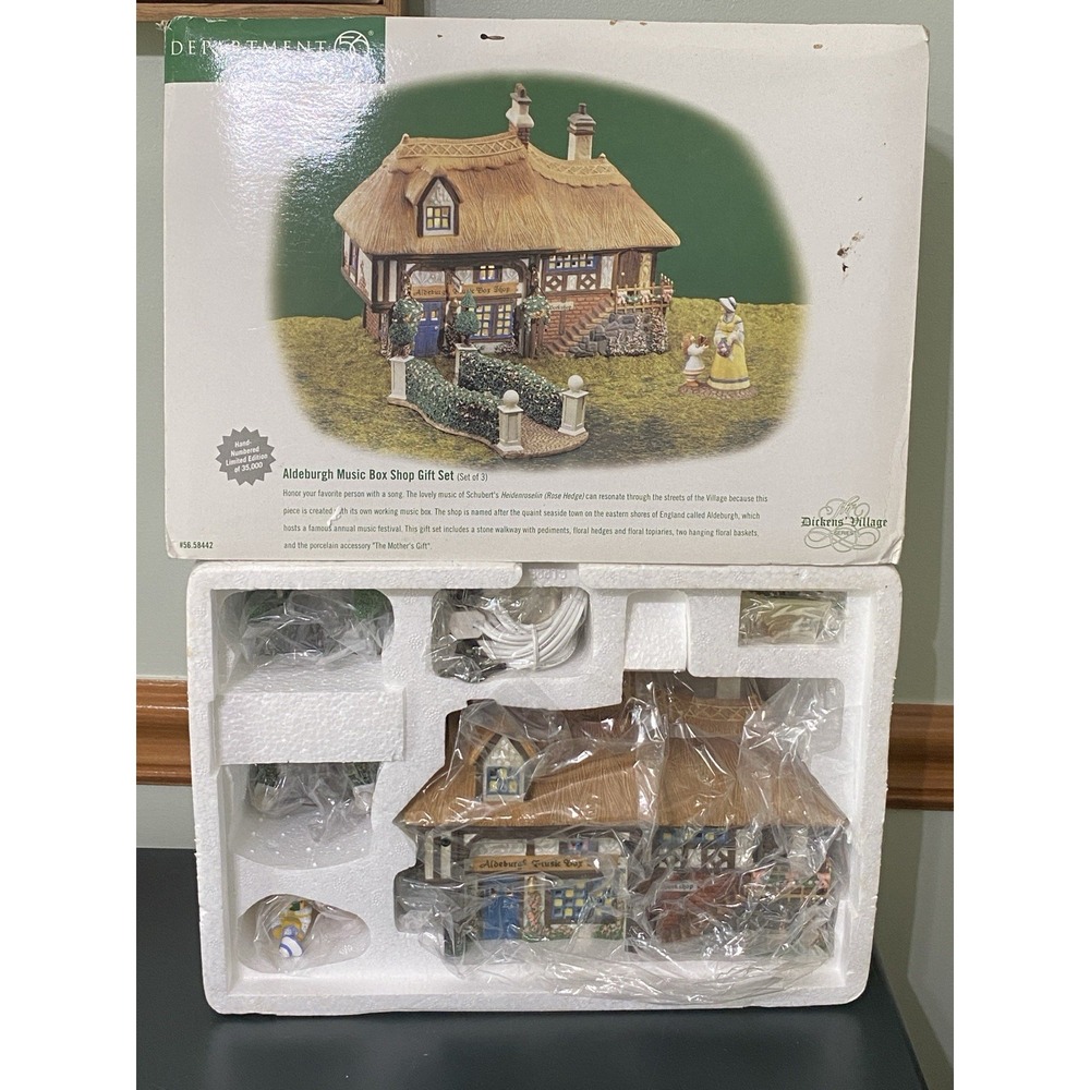 Department 56 Dickens Village Aldeburgh Music Box Shop Complete Set NEW
